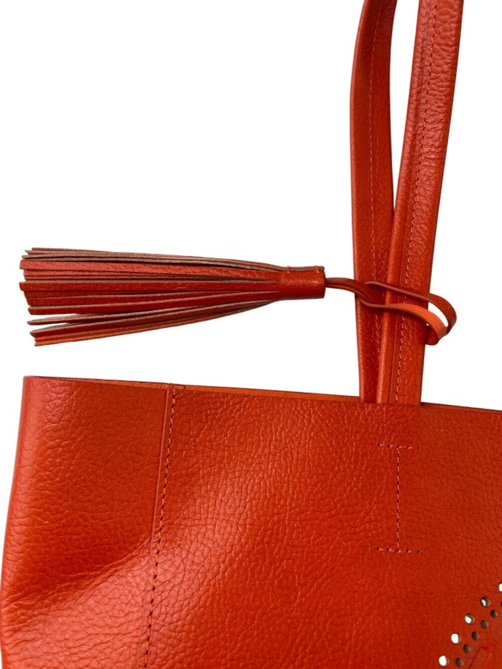 Tommy Bahama Perforated Orange Leather Tote W/Tassel & Match Pouch MSRP$185 NWT - Picture 5 of 10
